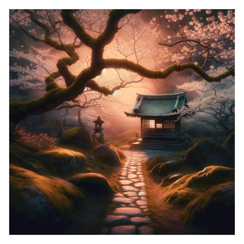 Japan Vintage Moss Stone Path