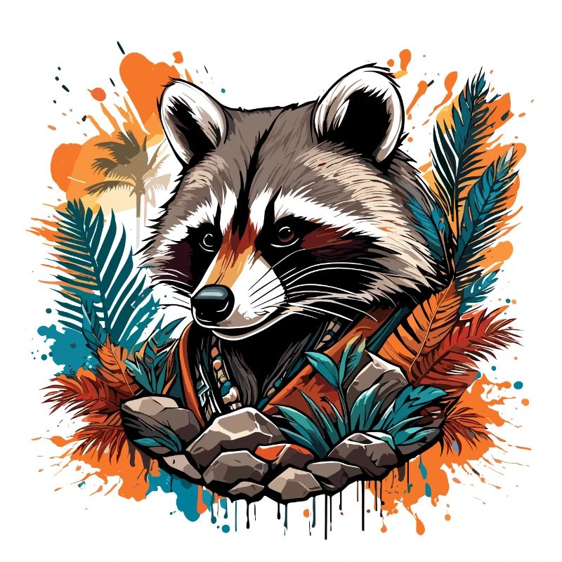 Tattoo / Animal / Art / Cool / Comic / Raccoon