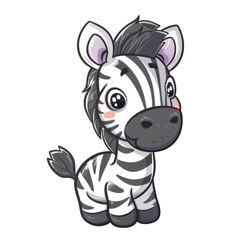 Comic-Stil Kawaii Zebra Aufkleber – Isoliert