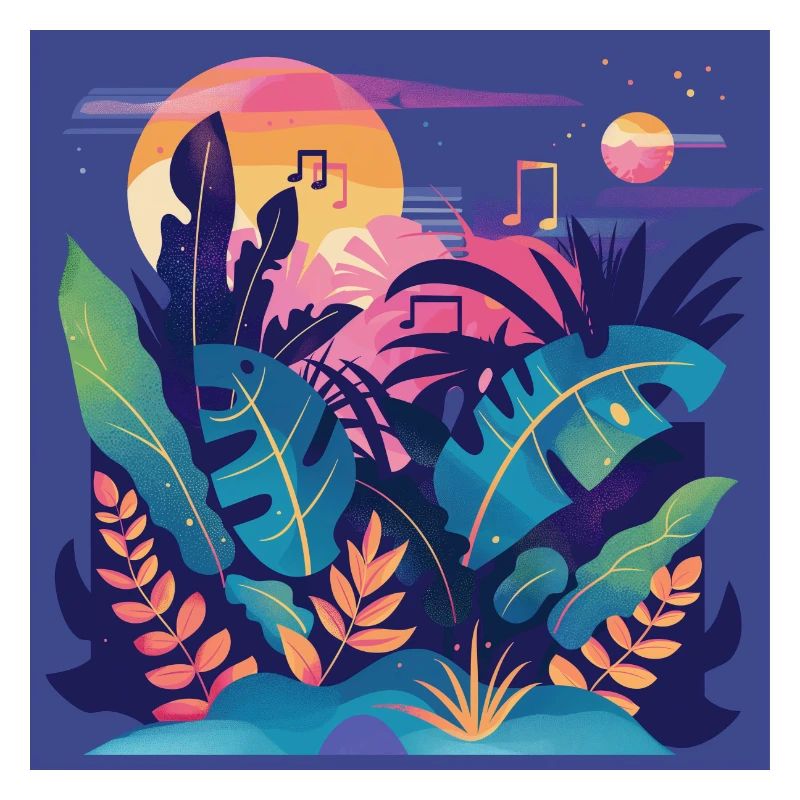 Pflanzen und Musik - hochwertiger Modedruck