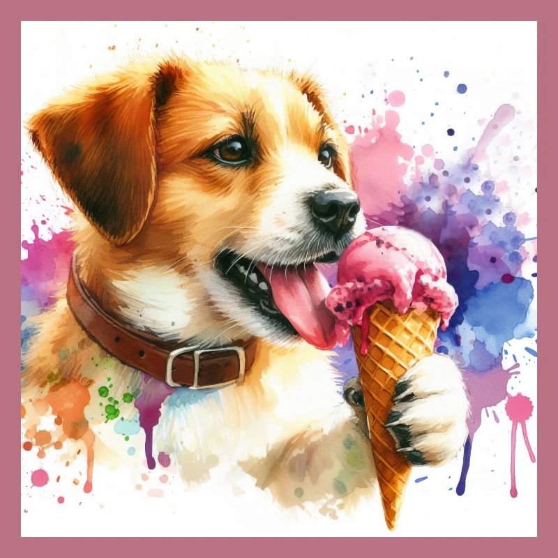 Chien mangeant de la crème glacée