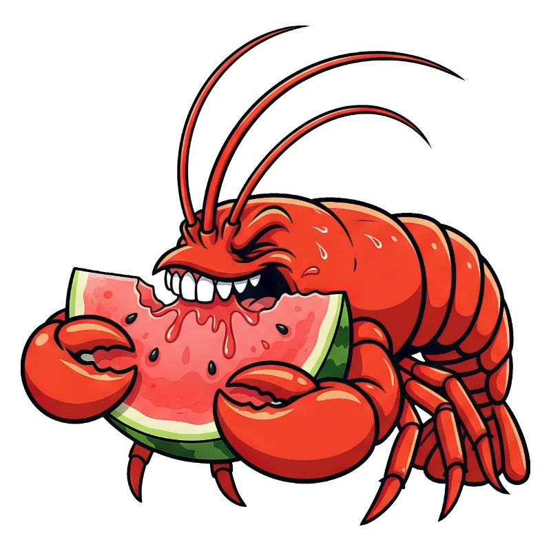 homard doux dessin animé d’été pastèque fruité