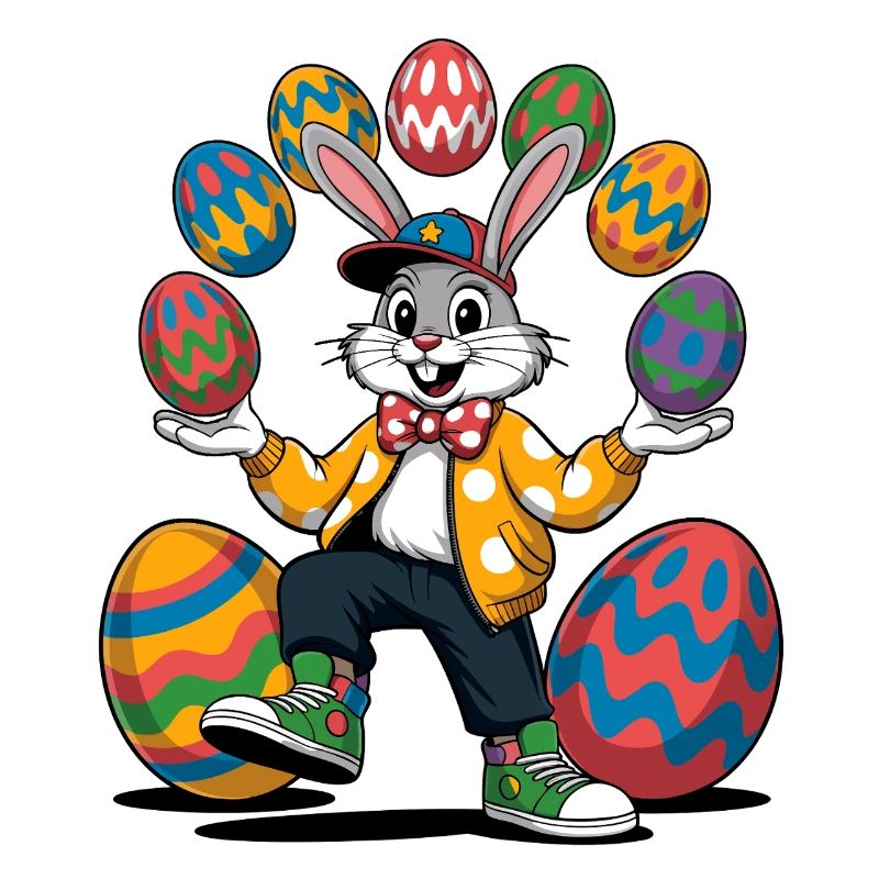 Easter bunny show with colorful eggs