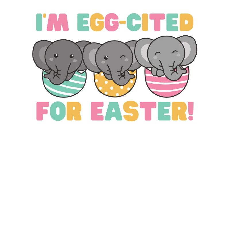 cute elephants at Easter with Easter eggs elephant