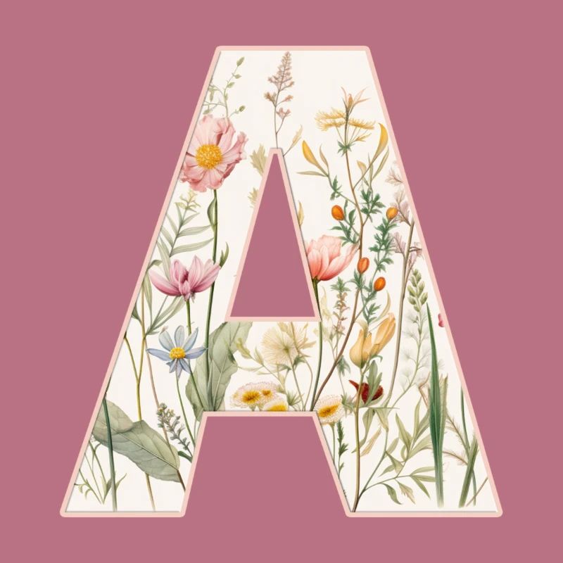 Buchstabe A, Monogramm, Blumenmuster