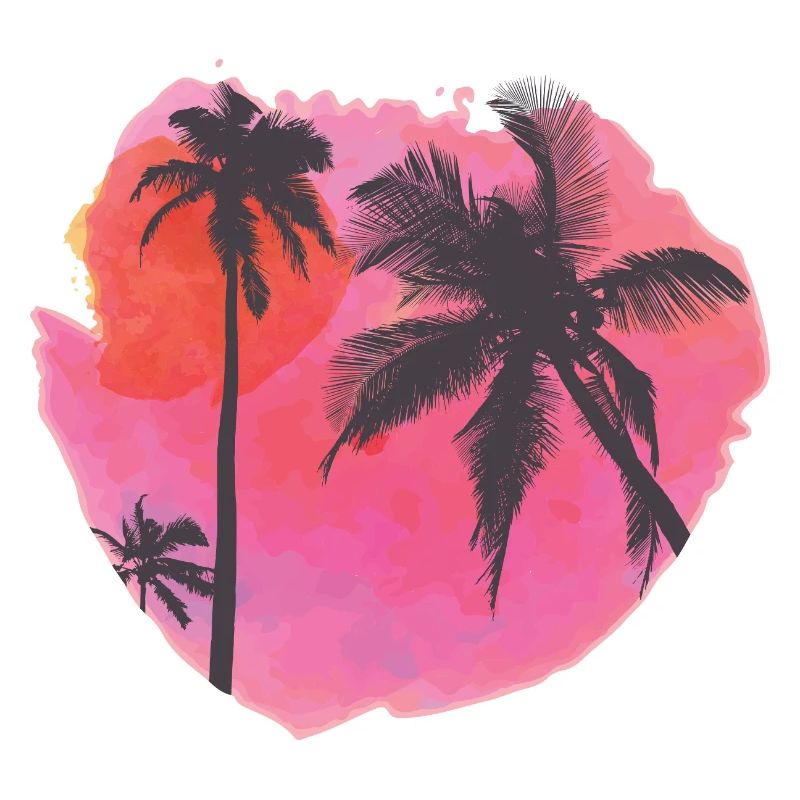 Tropical Sunset Palm Silhouette