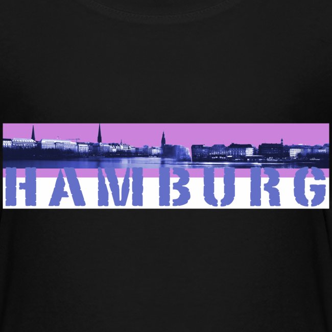 Binnenalster Panorama: pink/blau mit Hamburg Logo