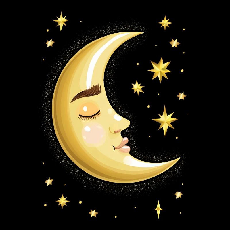 Good night – crescent moon with a sleeping face