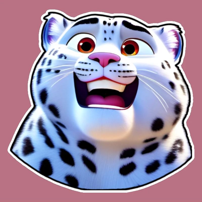 Cute snow leopard in comic style