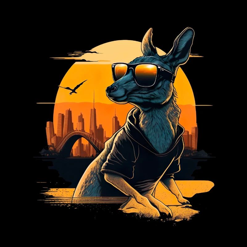 Cool kangaroo with sunglasses