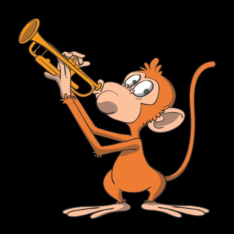 Le singe joue de la trompette