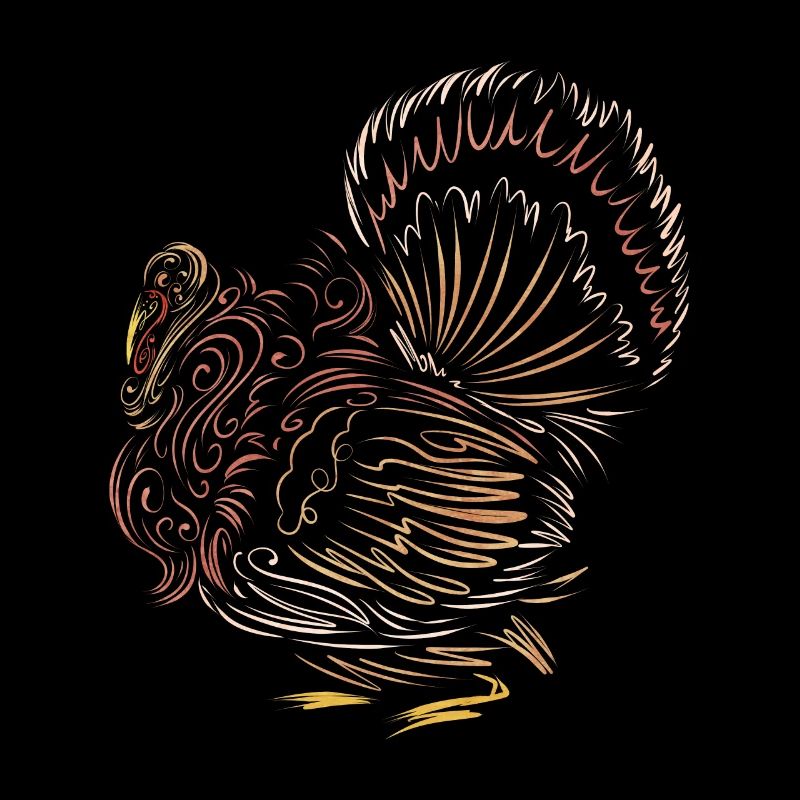 Scratched Lines Stylized Turkey Thanksgiving