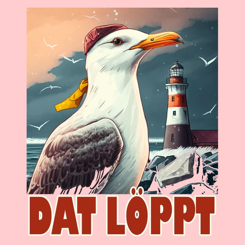 Dat Löppt Möwe Leuchtturm Meer Plattdeutsch Norden