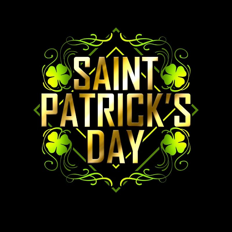 Trèfle vert et Saint-Patrick lettré d’or