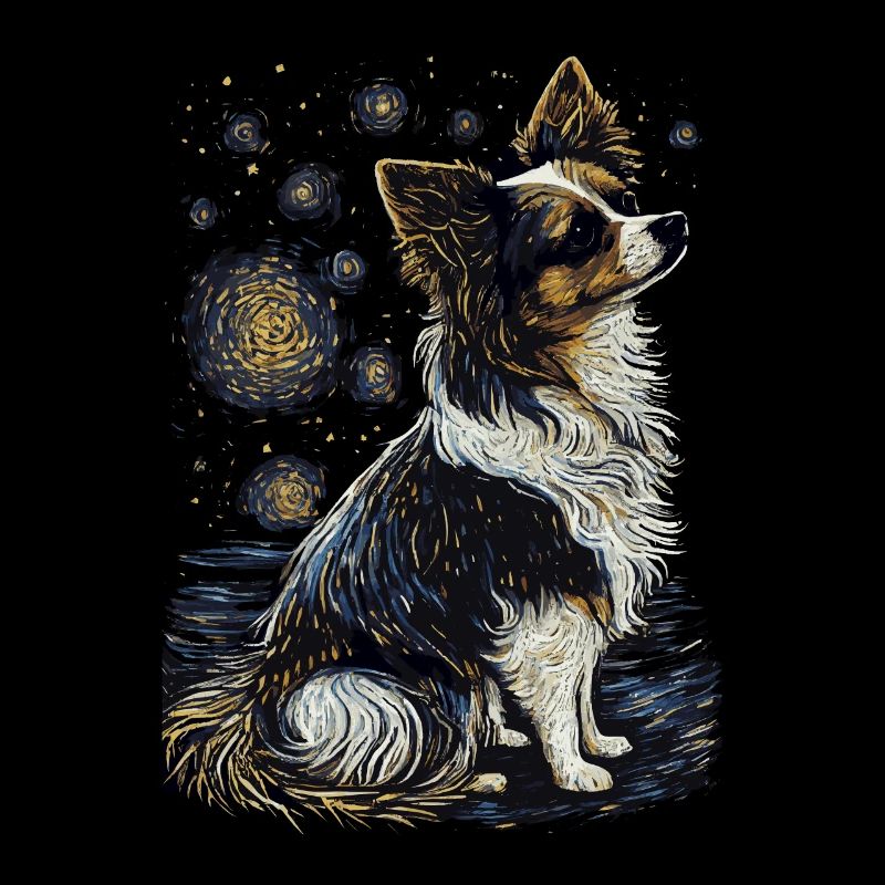 Papillon Dog Starry Night