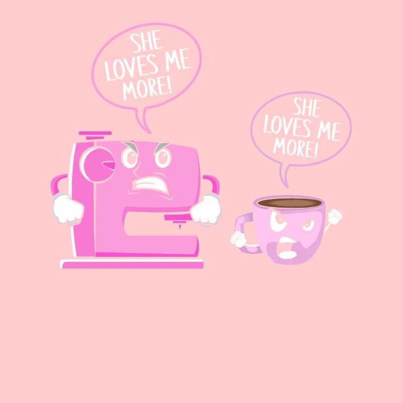 Sewing Machine Sew Lovers Coffee Lover She Loves Me