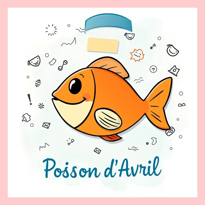 Poisson d'Avril - Orange Cartoon Fish