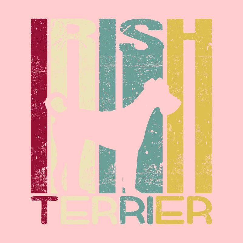 Irish Terrier chien Retro Style Silhouette Rayures