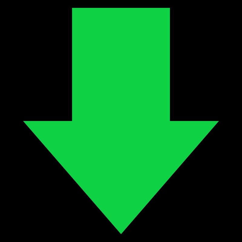 Flèche vers le bas vers la pointe de flèche verte