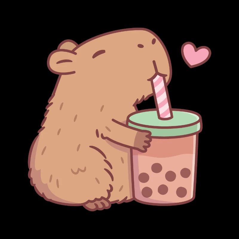 Süßes Capybara liebt Bubble Tea