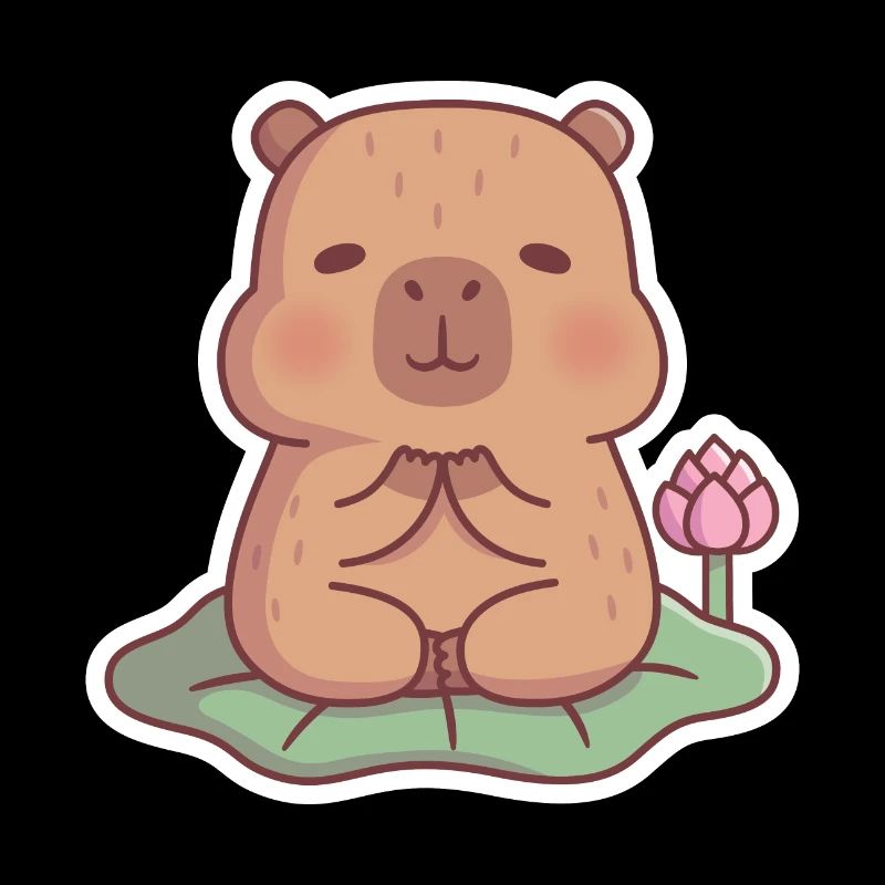 Capybara mignon méditant sur la feuille de Lotus