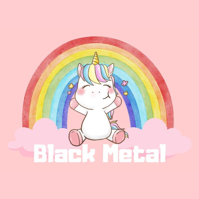 Black Metal Einhorn Regenbogen Wolke süß