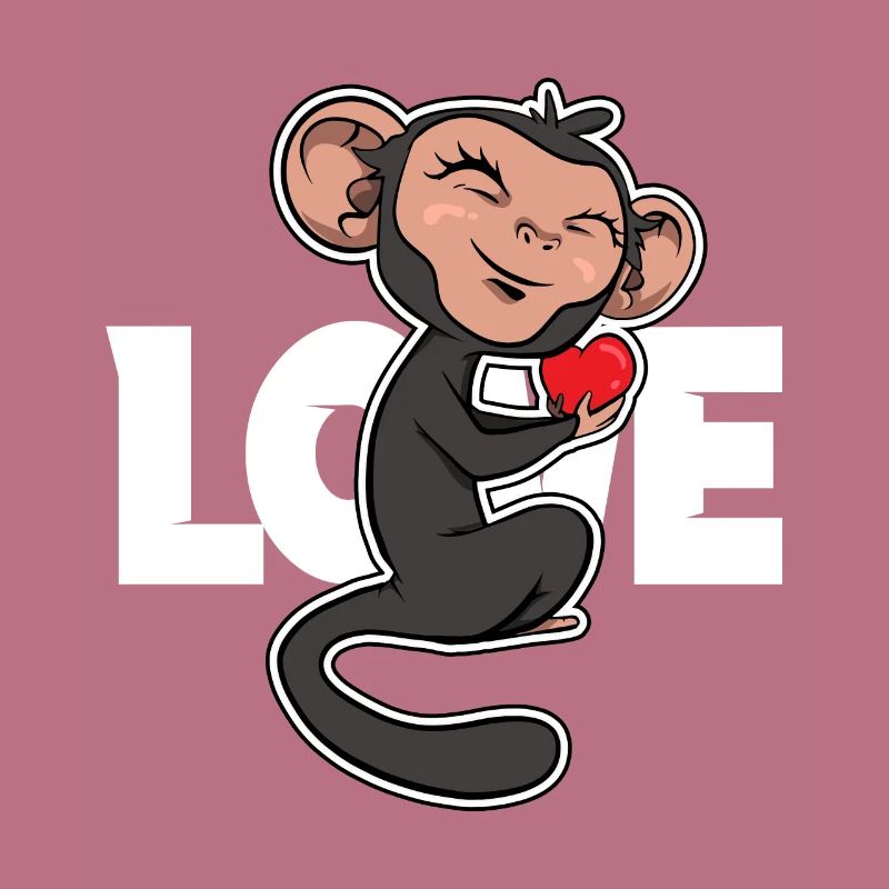 Äffchen mit Herz in der Hand Affe Liebe