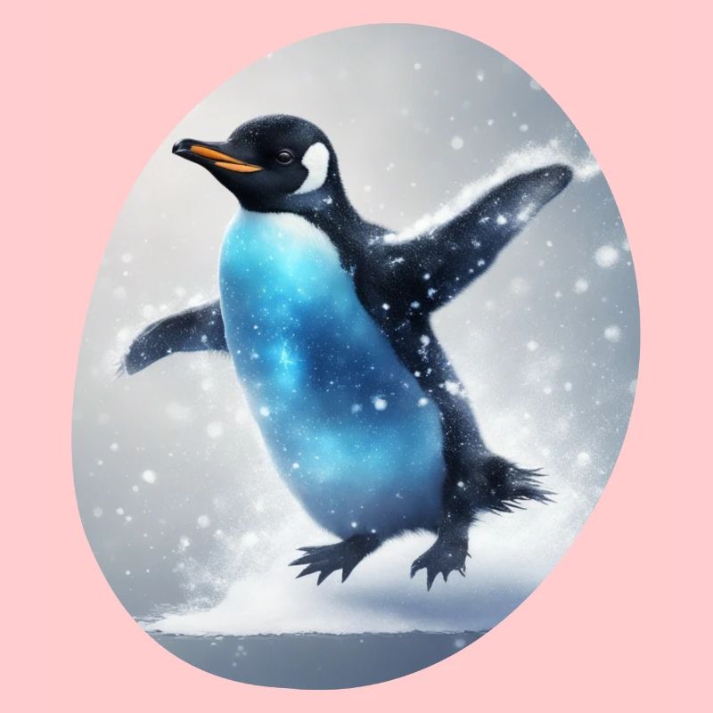 Süßer Pinguin hüpft