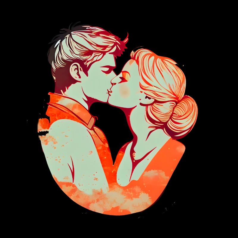 Un joli couple s’embrasse en couleur