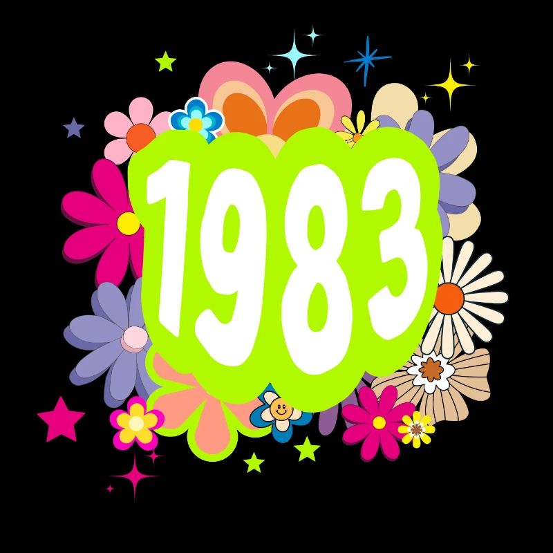 Année 1983 anniversaire Groovy floral