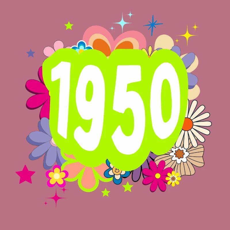 Jahr 1950 Jubiläum Groovy blumig