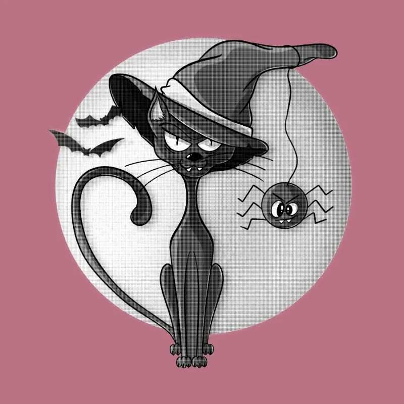 Demi-teinte Chat Noir et Araignée