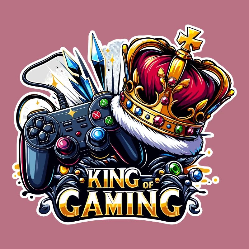 King of Gaming - Controller and Crown Illustration