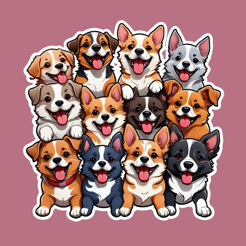 Collage de chiens heureux