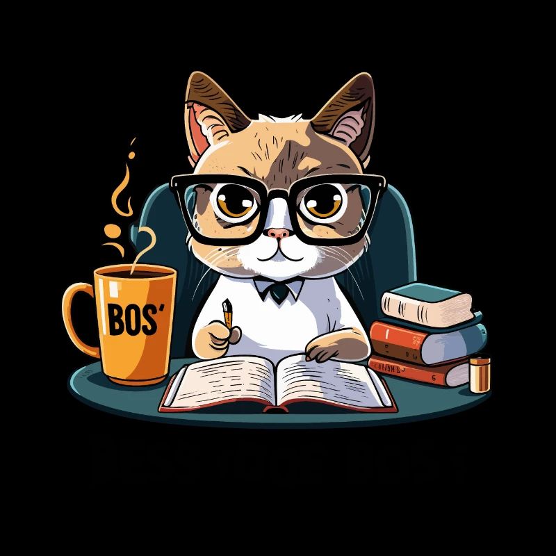 Coffee Break Tales: A Whimsical Cat at the Desk