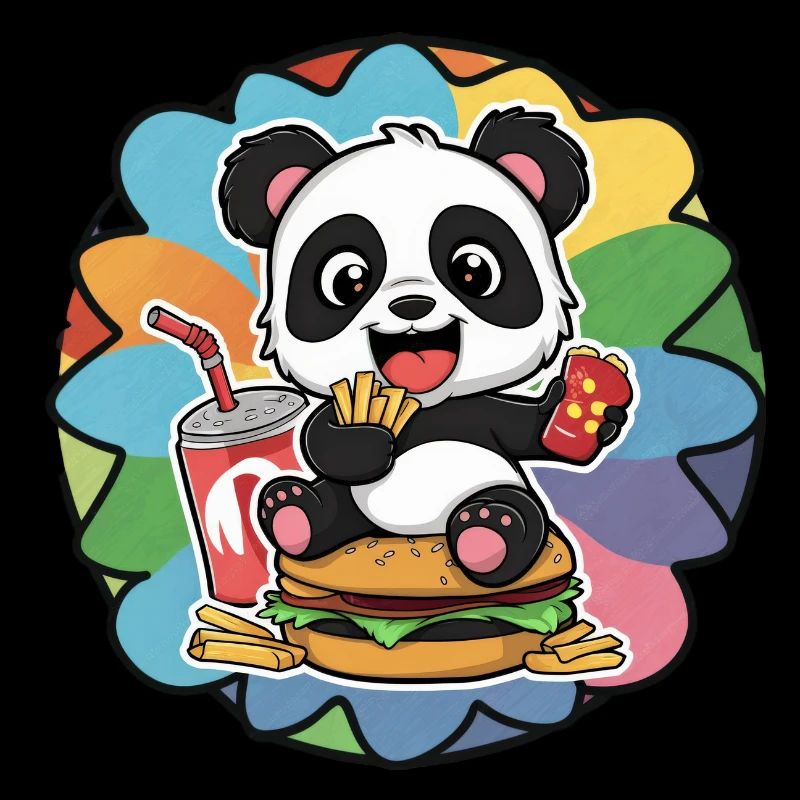 Kawaii Panda with Fast Food