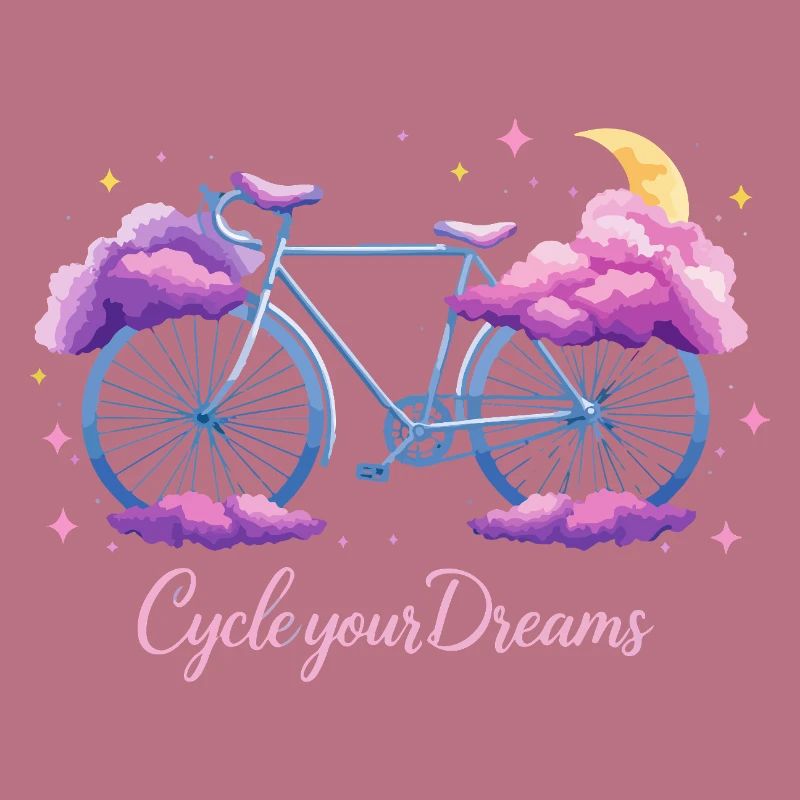 “Cycle Your Dreams” Cloud Bicycle Design with Moon