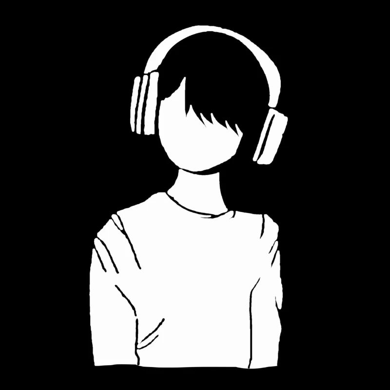 Anime Manga Mädchen Kopfhörer Musik