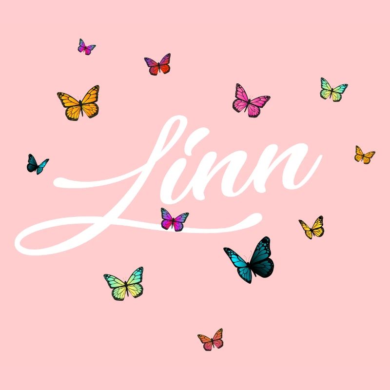LINN - Mädchen Name mit bunten Schmetterlingen