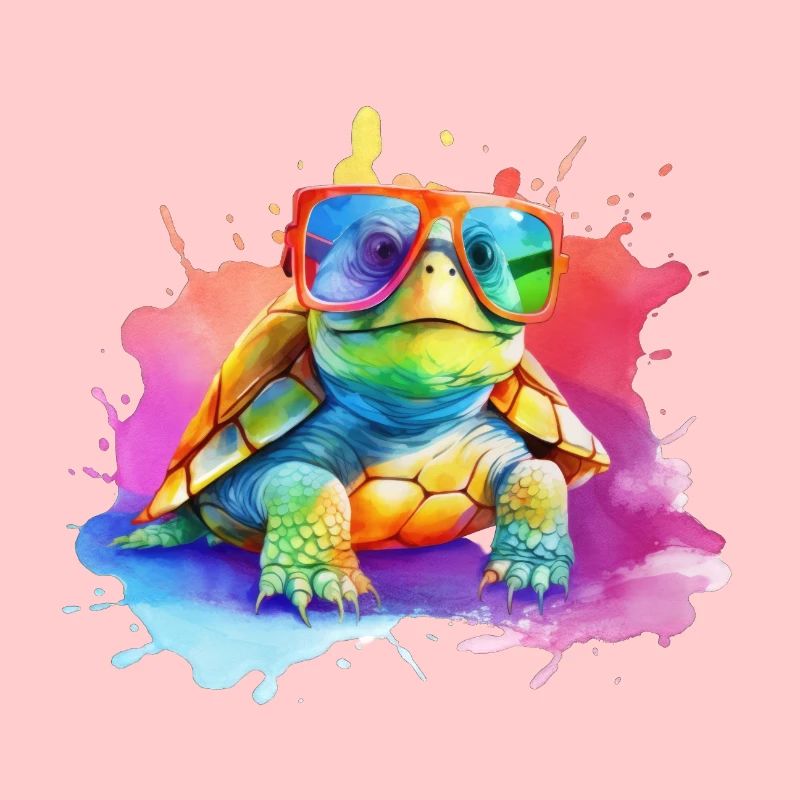 Colorful cool turtle with sunglasses