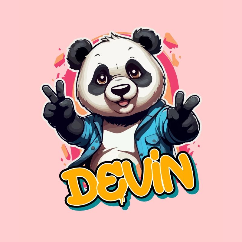 DEVIN - Handsome Boy Name with Cool Panda