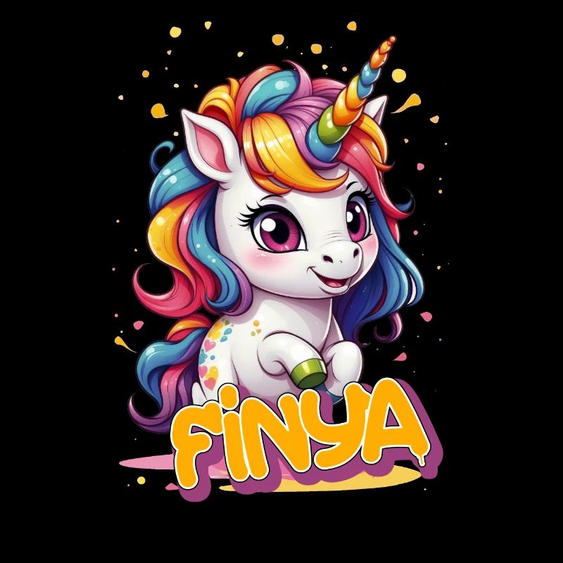 FINYA - Schöner Mädchen Name mit süßem Einhorn