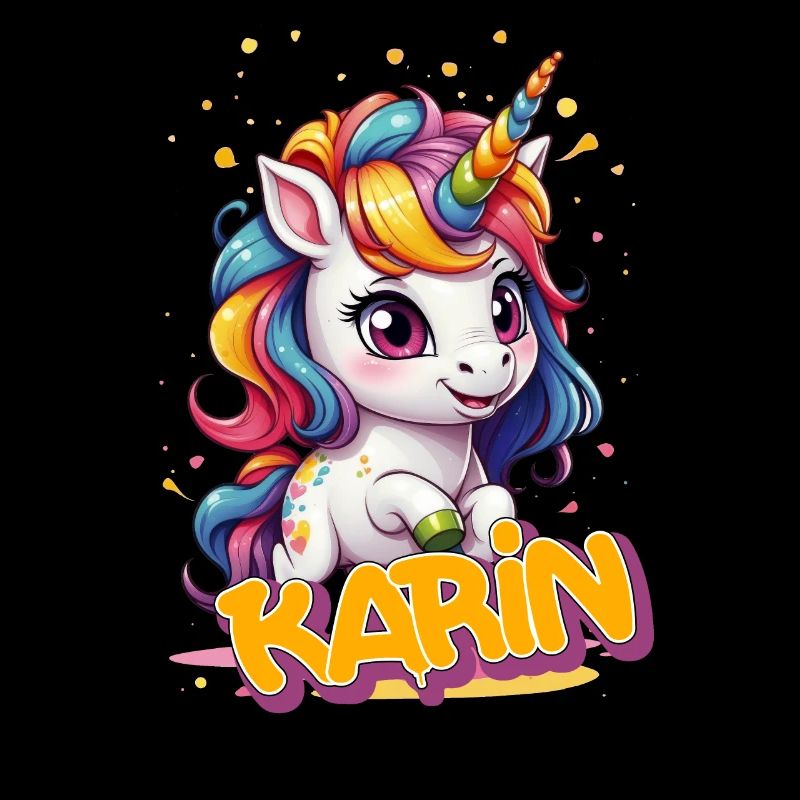 KARIN - Schöner Mädchen Name mit süßem Einhorn