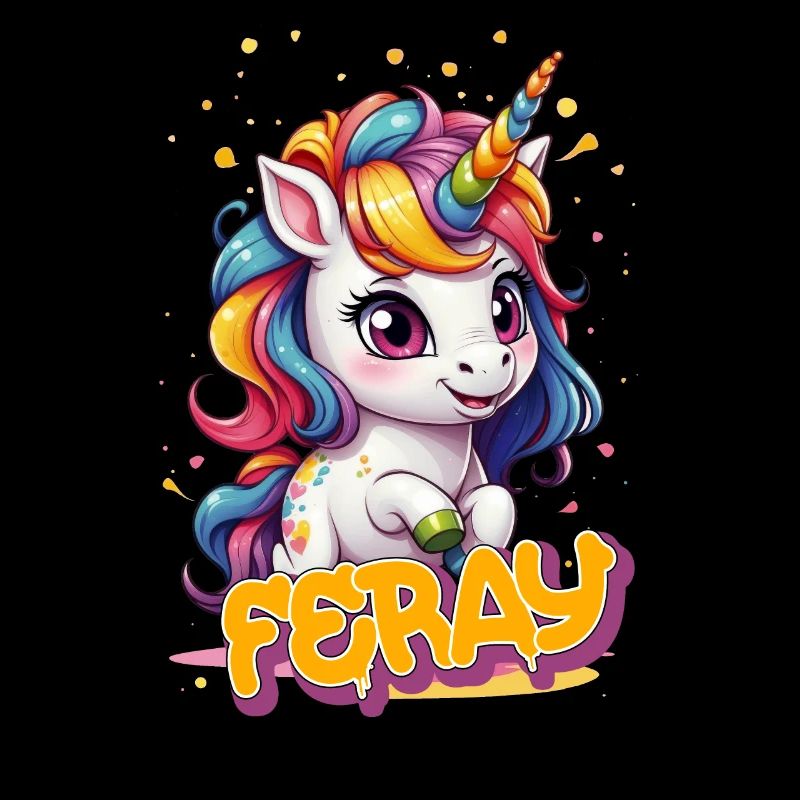 FERAY - Schöner Mädchen Name mit süßem Einhorn