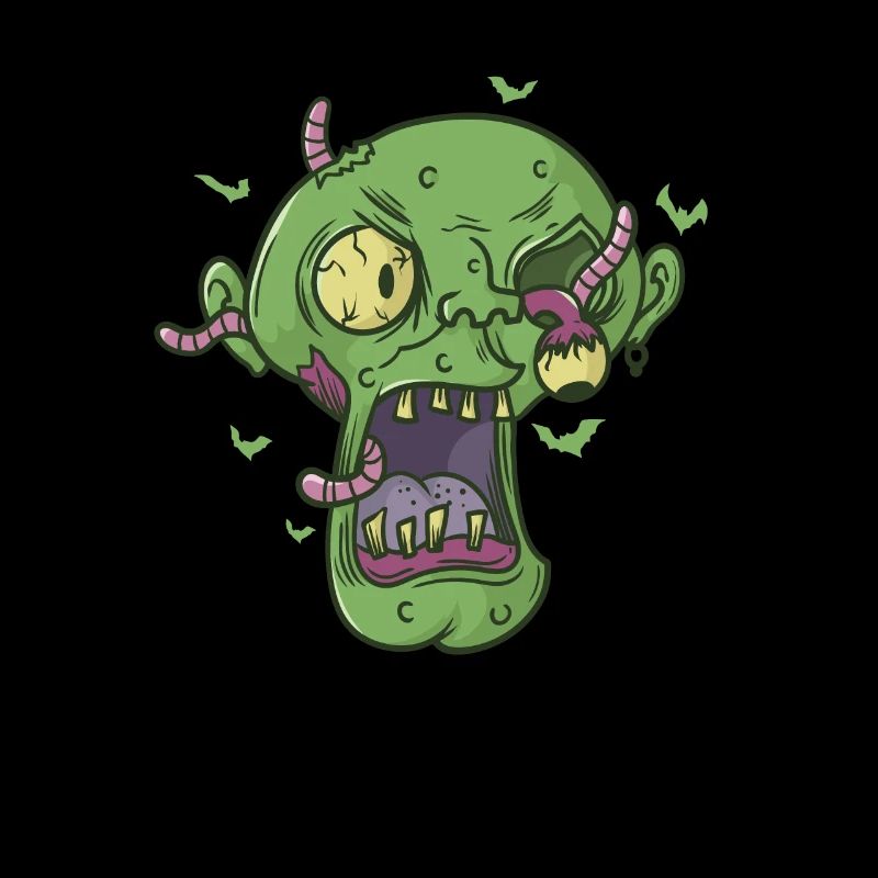 creepy Halloween head with worms