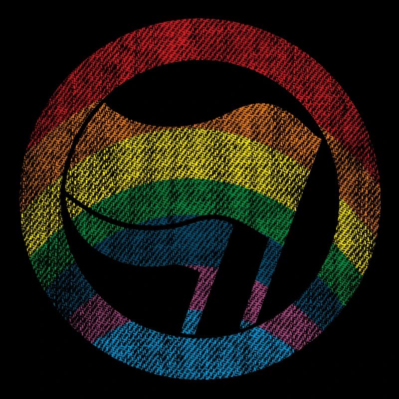 ARC-EN-CIEL ANTIFA DRAPEAU