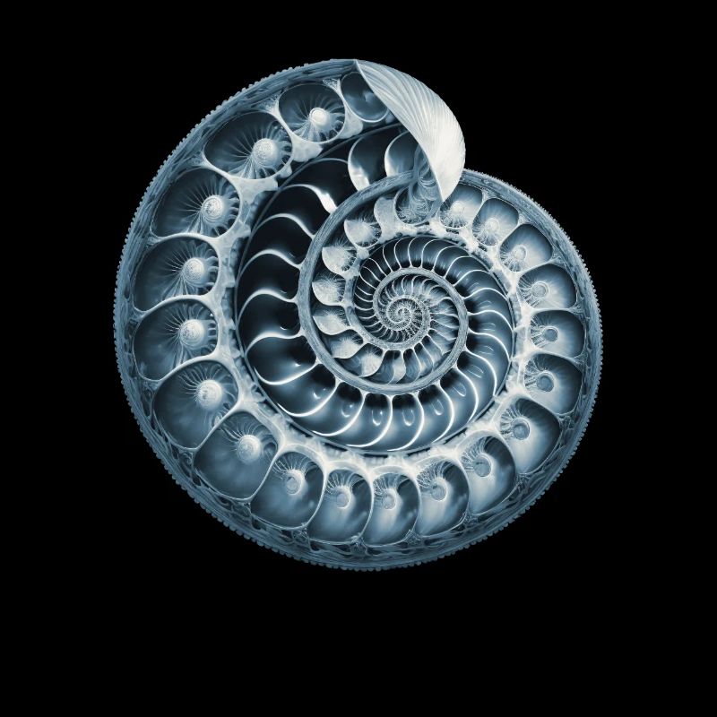 Fibonacci spiral, shell, snail, phi, symbol
