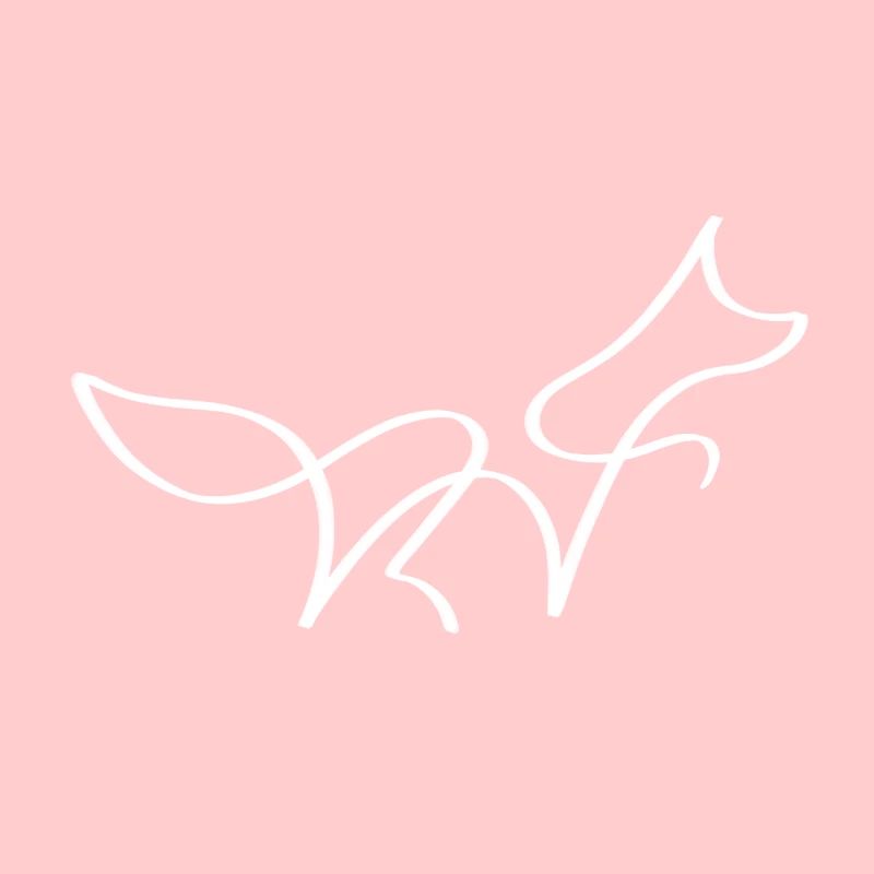 One line fox white