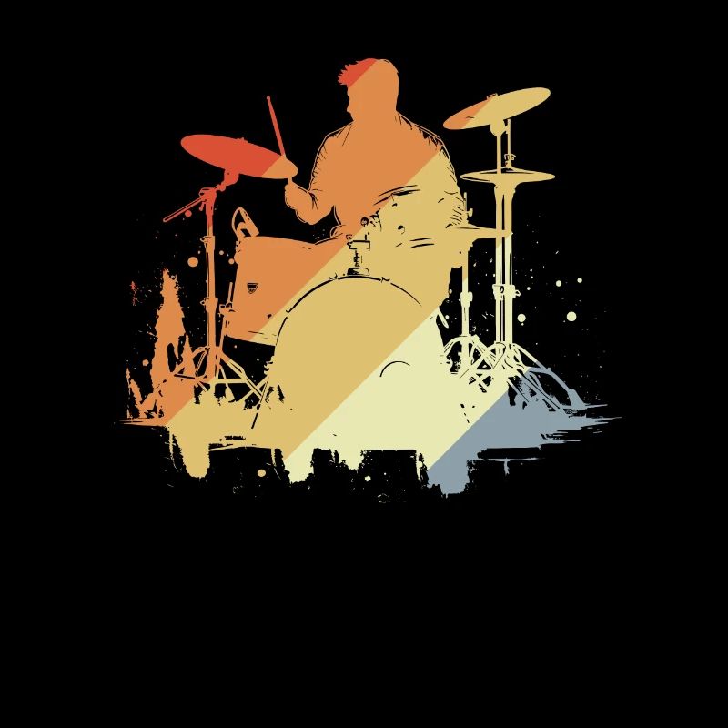 Drummer Drawing Retro