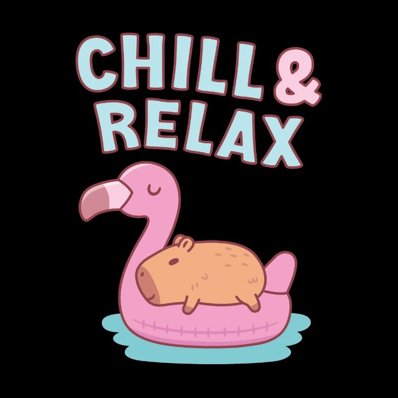 Chill & Relax Cute Capybara On Flamingo Pool Float